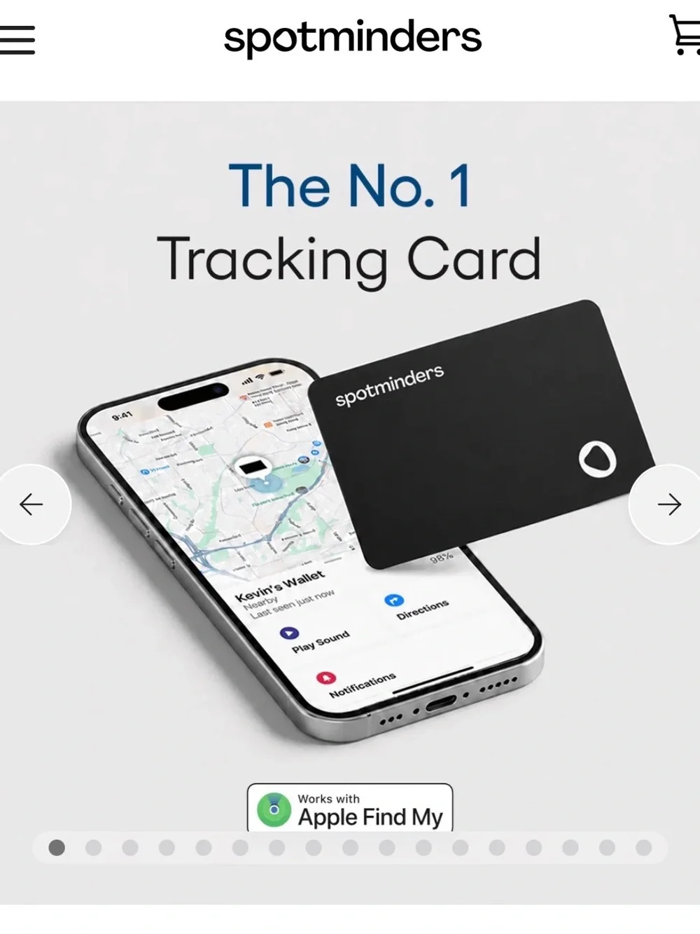 Spotminders Black Wireless Tracker Cards with Wireless Charger Included
